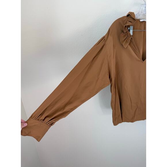 Frame 100% Silk Ruffle V Neck Blouse Size XL - Picture 6 of 8